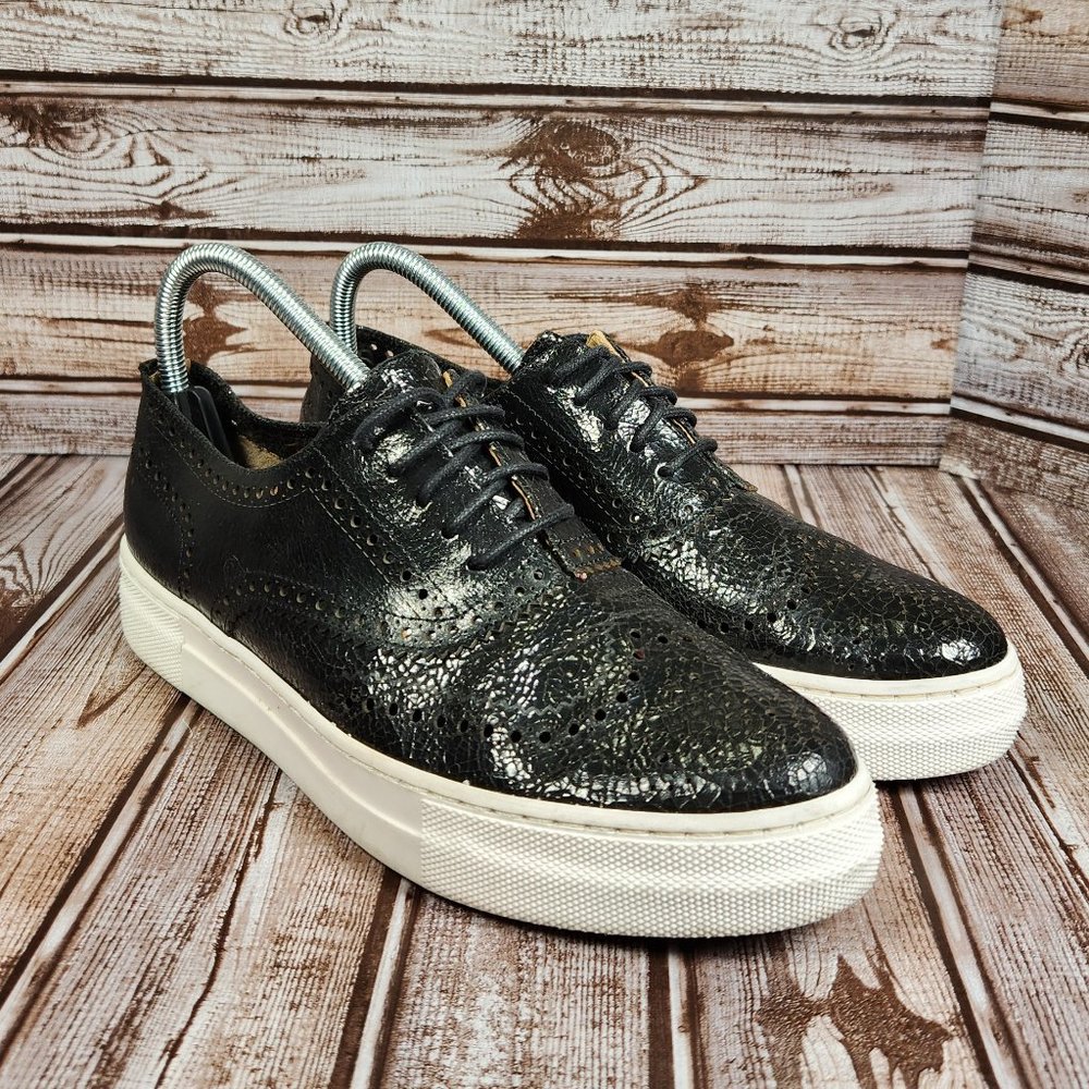 SHELLYS LONDON Kimmie Women's 8 (EU 39) Black Perforated Leather Oxford Sneaker